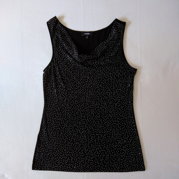 EXPRESS Black Cowl Draped Studded Sleeveless Top M - Picture 4 of 7